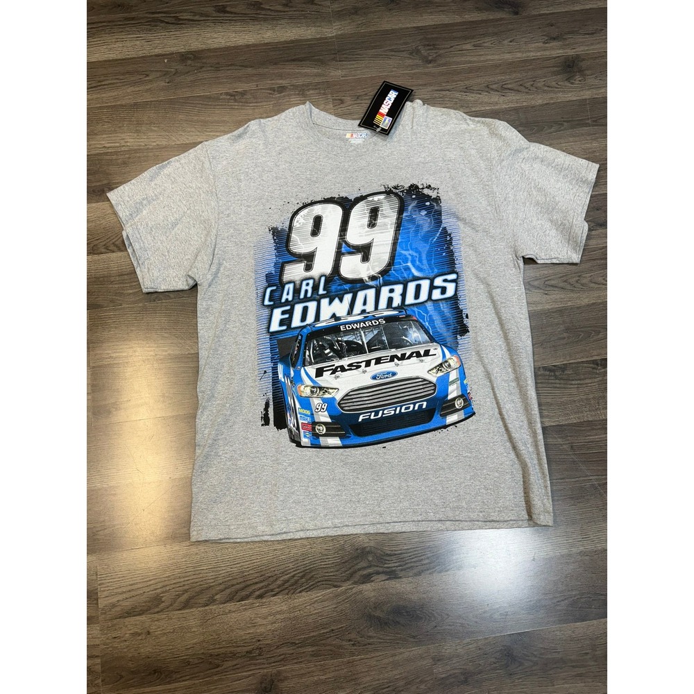 NASCAR Carl Edwards 99 Fastenal Blue Team Racing T-Shirt XL Gray New